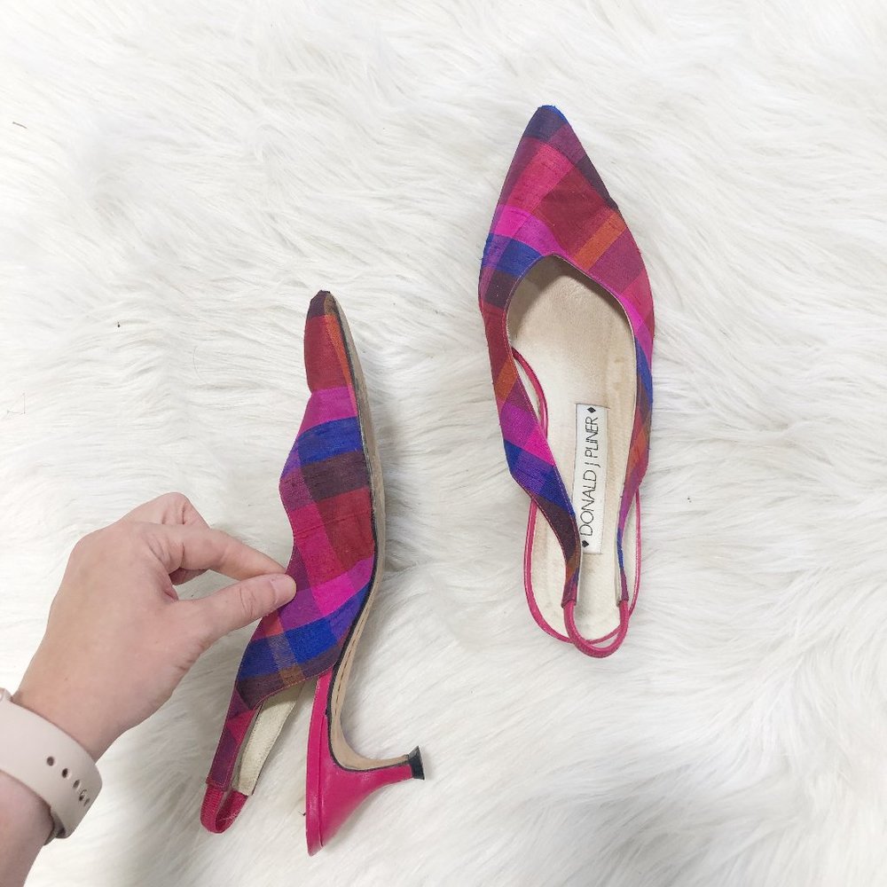 DONALD J PLINER Silk Slingback Pump Heel SZ 8.5